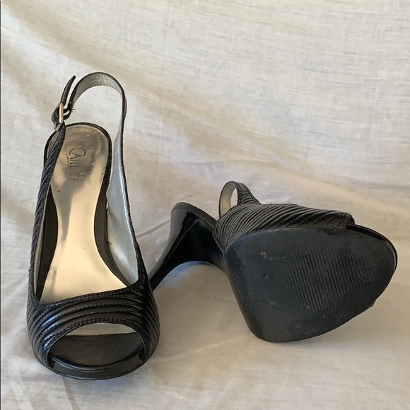Sexy Carlos Santana black slingback open toe heel - Picture 3 of 4